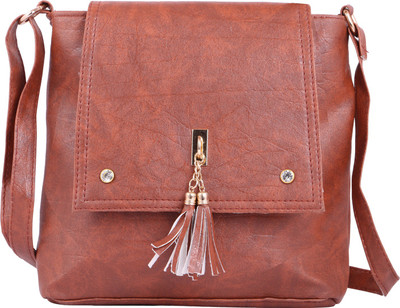 

rita fashion Women Casual Brown PU Sling Bag