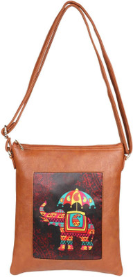 

All Things Sundar Women Casual Brown Satin Sling Bag