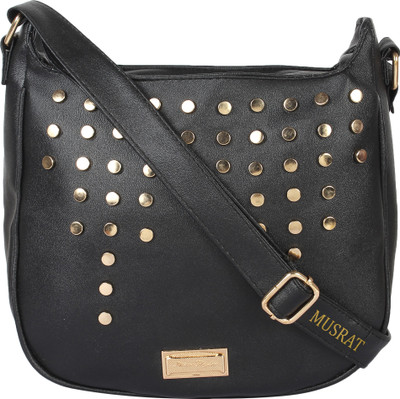 

MUSRAT Women Casual Black PU Sling Bag