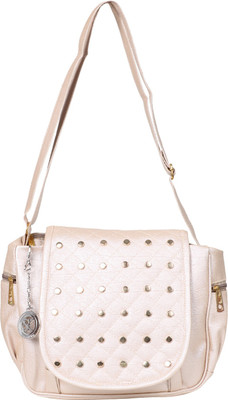 Fulgor Women Evening/Party Beige PU Sling Bag