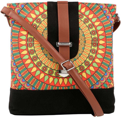 

All Things Sundar Women Casual Multicolor Cotton Sling Bag
