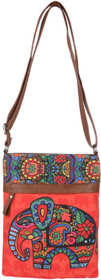 

All Things Sundar Women Casual Red Cotton Sling Bag