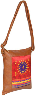 

All Things Sundar Women Casual Brown Satin Sling Bag