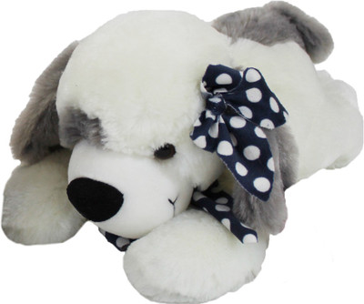 

My Baby Excels Lying Dog Plush with Bow - White 30cm - 30 cm(White)