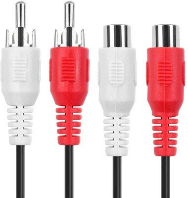 

TechGear TV-out Cable 2 RCA GOLD PLATED Audio Extender Adapter Cord Wire Coupler Male to Female Dual Red/White Connector Jack Plug Extend Video Audio(Black, For TV)