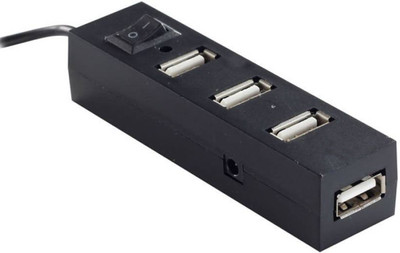 

Stylopunk Black 4 Port USB Hub with Switch and LED Indicator USB Adapter(Black)