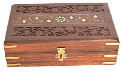 

Craftatoz Make up and Jewellery Wooden Vanity Case Jewellery Vanity Box(Brown)