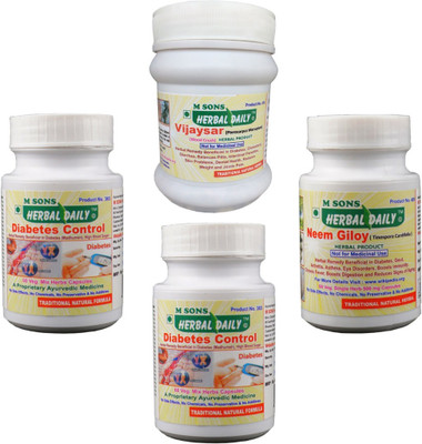 M SONS Herbal daily Diabetes Control Pack (2 Diabetes Care. 1 Neem Giloy Capsules,1 Vijaysar Powder)(200 g)
