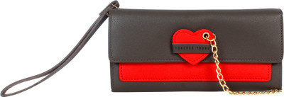 b4bags Girls Grey Artificial Leather Wallet(12 Card Slots), Dark grey