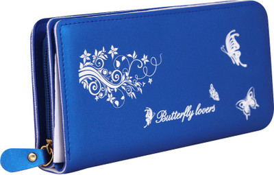 

Cidky Women Blue Artificial Leather Wrist Wallet(10 Card Slots), Dark blue