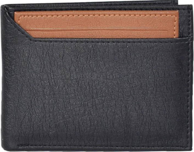 

Arrowbee Men Black Artificial Leather Wallet(5 Card Slots), Black-tan