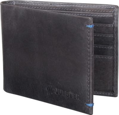 

Jungler Men Black Genuine Leather Wallet(8 Card Slots), Grey