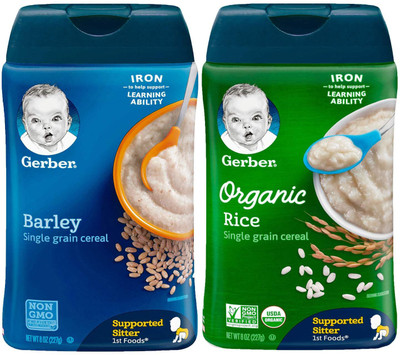 

Gerber Cereal Combo 227g (8oz) (Pack of 2) - Barley Cereal + Organic Rice Cereal Cereal(454 g, Pack of 2, 6)