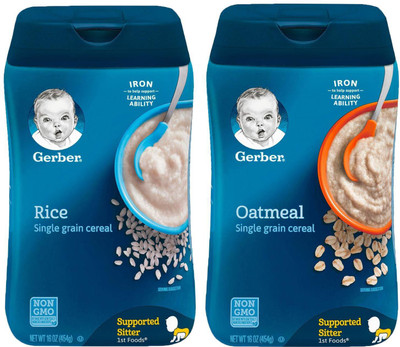 

Gerber Cereal Combo 454g (16oz) (Pack of 2) - Rice Cereal + Oatmeal Cereal Cereal(454 g, Pack of 2, 6)