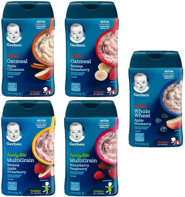 

Gerber Cereal Combo 227g (8oz) (Pack of 5) - 2 Hearty Bits + 3 Lil Bits Cereal(1135 g, Pack of 5, 6)
