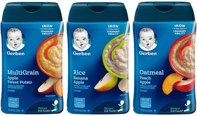 Gerber Cereal Combo 227g (8oz) (Pack of 3) - Oat Peach Apple + MGASP + Rice Banana Apple Cereal(681 g, Pack of 3, 6)