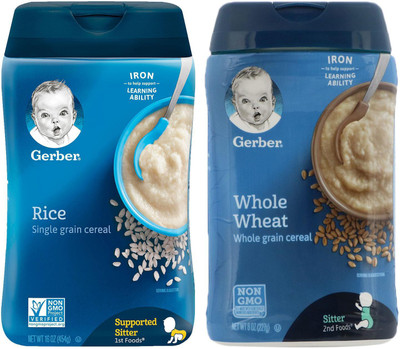 

Gerber Cereal Combo 227g (8oz) (Pack of 2) - Rice Cereal + Whole Wheat Cereal Cereal(454 g, Pack of 2, 6)