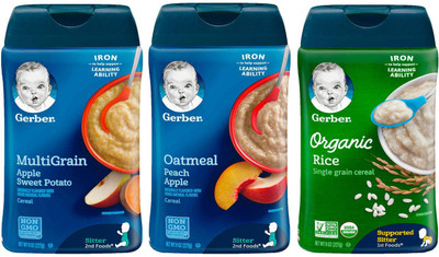 Gerber Cereal Combo 227g (8oz) (Pack of 3) - Organic Rice Cereal + Oatmeal Peach Apple + MGASP Cereal(681 g, Pack of 3, 6)