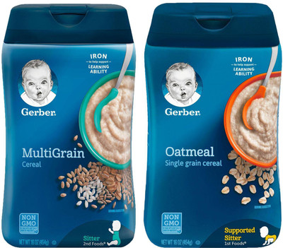 

Gerber Cereal Combo 454g (16oz) (Pack of 2) - Oatmeal Cereal + Multigrain Cereal Cereal(454 g, Pack of 2, 6)