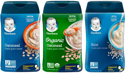 

Gerber Cereal Combo 227g (8oz) (Pack of 3) - Oatmeal Cereal + Organic Oatmeal Cereal + Rice Cereal Cereal(681 g, Pack of 3, 6)