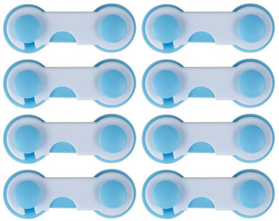 

Imported Baby Proofing Weikang Child Safety Cabinet Lock with Adhesive (Pack of 8) …(White-Blue)