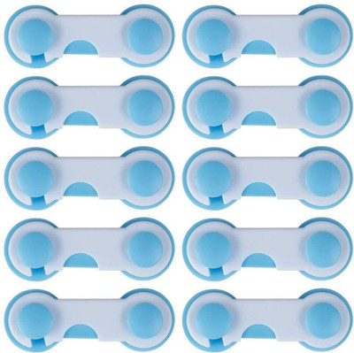 

Imported Baby Proofing Weikang Child Safety Cabinet Lock with Adhesive (Pack of 10) …(White-Blue)