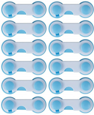 

Imported Baby Proofing Weikang Child Safety Cabinet Lock with Adhesive (Pack of 12) …(White-Blue)