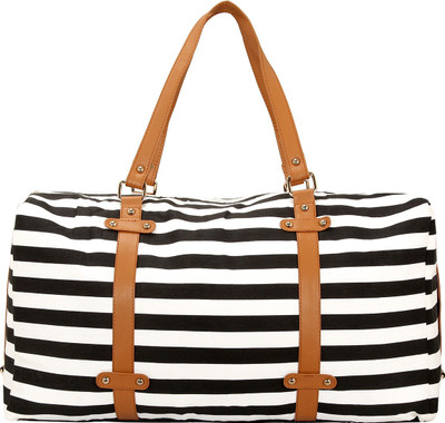

Bagclan Black striped duffle Multipurpose Bag(Black, 12 inch)