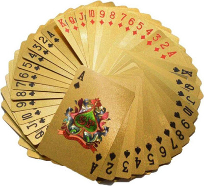 

ME&YOU Special Diwali Gifts Gold Plated Playing Card with Exclusive Wooden Box (1 Set) IZ18GoldenPlayingCard-006(Golden)