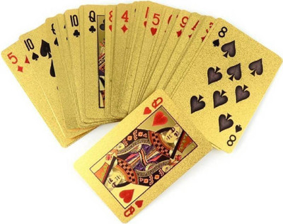 

ME&YOU Special Diwali Gifts Gold Plated Playing Card with Exclusive Wooden Box (1 Set) IZ18GoldenPlayingCard-004(Golden)