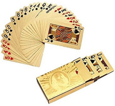 

ME&YOU Special Diwali Gifts Gold Plated Playing Card with Exclusive Wooden Box (1 Set) IZ18GoldenPlayingCard-002(Golden)