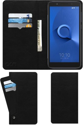 ACM Flip Cover for Alcatel 1x(Black, Cases with Holder, Pack of: 1)