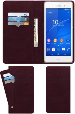 ACM Flip Cover for Sony Xperia Z3 Plus(Maroon, Cases with Holder, Pack of: 1)