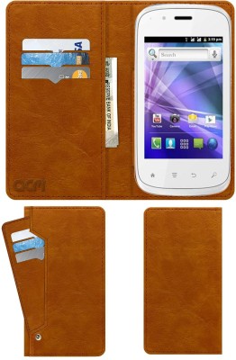 ACM Flip Cover for Spice Smart Flo Edge Mi-349(Gold, Cases with Holder, Pack of: 1)