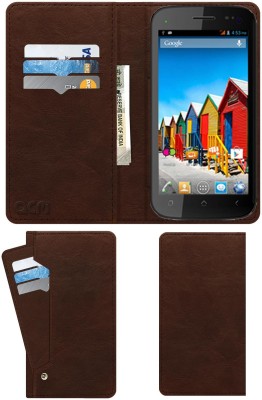 ACM Flip Cover for Micromax A110q Canvas 2 Plus(Brown, Cases with Holder, Pack of: 1)
