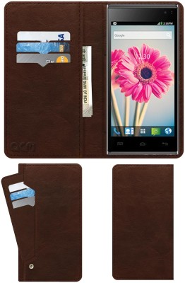 ACM Flip Cover for Lava Iris 504q+(Brown, Cases with Holder, Pack of: 1)