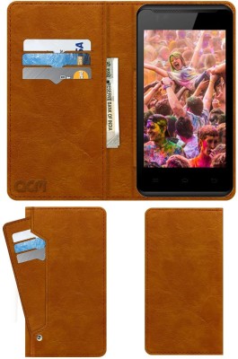 ACM Flip Cover for Celkon Campus Colors A42 Pro(Gold, Cases with Holder, Pack of: 1)