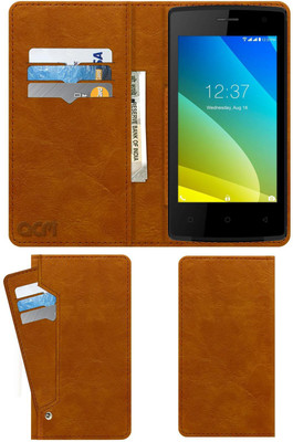 ACM Flip Cover for Intex Cloud C1(Gold, Cases with Holder, Pack of: 1)