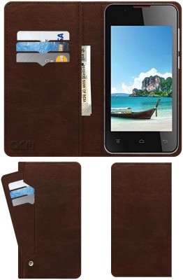 ACM Flip Cover for Intex Aqua Wave(Brown, Cases with Holder, Pack of: 1)