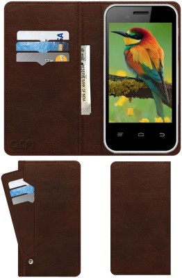 ACM Flip Cover for Intex Aqua V5(Brown, Cases with Holder, Pack of: 1)
