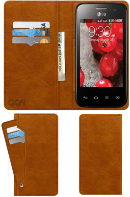 ACM Flip Cover for Lg Optimus L3 Ii E435(Gold, Cases with Holder, Pack of: 1)