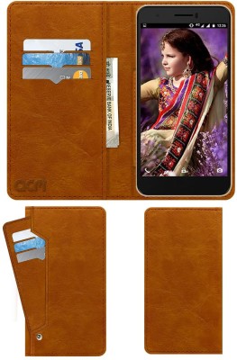 ACM Flip Cover for Intex Aqua Young 4g(Gold, Cases with Holder, Pack of: 1)