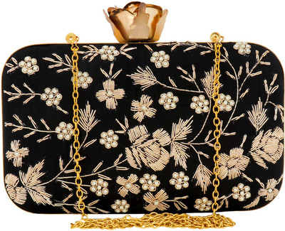 

Anekaant Party Black, Gold Clutch