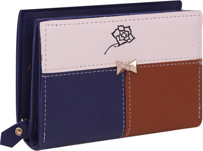 

Quickk Women Casual Multicolor Artificial Leather Wallet(3 Card Slots), Brown/blue
