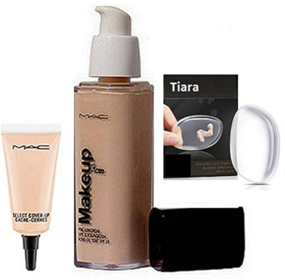 

tiara akeup Foundation Silicone Puff , Mac Select Cover up Concealer , Makeup Foundation(Set of 3)