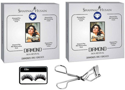 

ellie Eyelashes With Eyelashes Curler and Diamond Facial Kit Pack of 2(Set of 4)