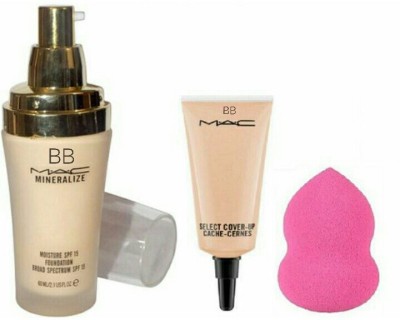 

BB MAC mineralize moisture spf 15 foundation, select cover up & 1 sponge puff. (combo set of 3)(Set of 3)