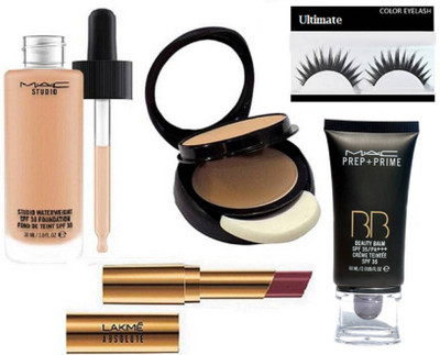 

Ultimate Eyelashes, Mac Studio Water Weight Liquid Foundation , Two Way Compact With Absolute Argan Lip Color Lipstick, Mac Prep+prime Bb Beauty Balm Cream Foundation(Set of 5)