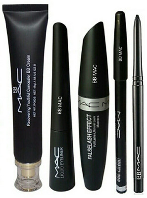 

BB MAC recovering youlthful concealer bb cream + eyeliner + mascara + eyebrow pencil + kajal pencil combo set of 5(Set of 5)