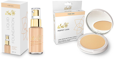 

iba halal iba natural beige foundation and Perfect Look Long-Wear Mattifying Compact medium shell 02(Set of 2)